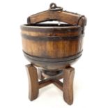 18th century continental hardwood coopered well bucket on stand