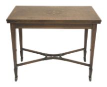 Edwardian walnut and mahogany Sheraton revival card table