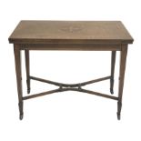 Edwardian walnut and mahogany Sheraton revival card table