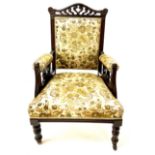 Edwardian mahogany framed gents salon armchair