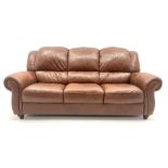 Violino three seat sofa upholstered in chestnut leather