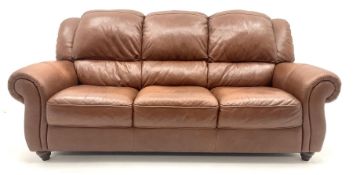 Violino three seat sofa upholstered in chestnut leather