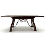 19th century rectangular European oak refectory style dining table