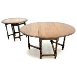 Early 20th century oak barley twist gateleg dining table (W156cm