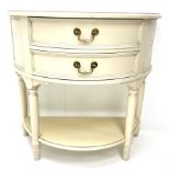 Cream painted finish Demi lune side table