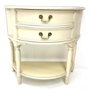 Cream painted finish Demi lune side table