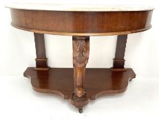 Victorian mahogany demi-lune washstand marble top