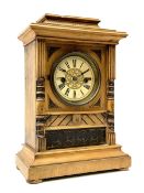 Late 19th century beech cased mantel clock