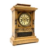 Late 19th century beech cased mantel clock