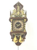 Late 20th century Dutch style figural wall clock in walnut case