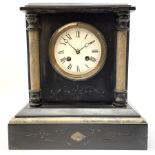 Victorian black slate and marble mantel clock