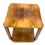 Art Deco walnut two tier side table