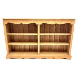 Solid pine low open bookcase