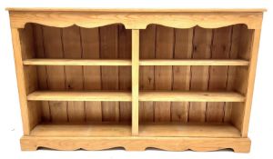 Solid pine low open bookcase