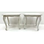 Pair white painted lamp tables