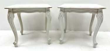 Pair white painted lamp tables