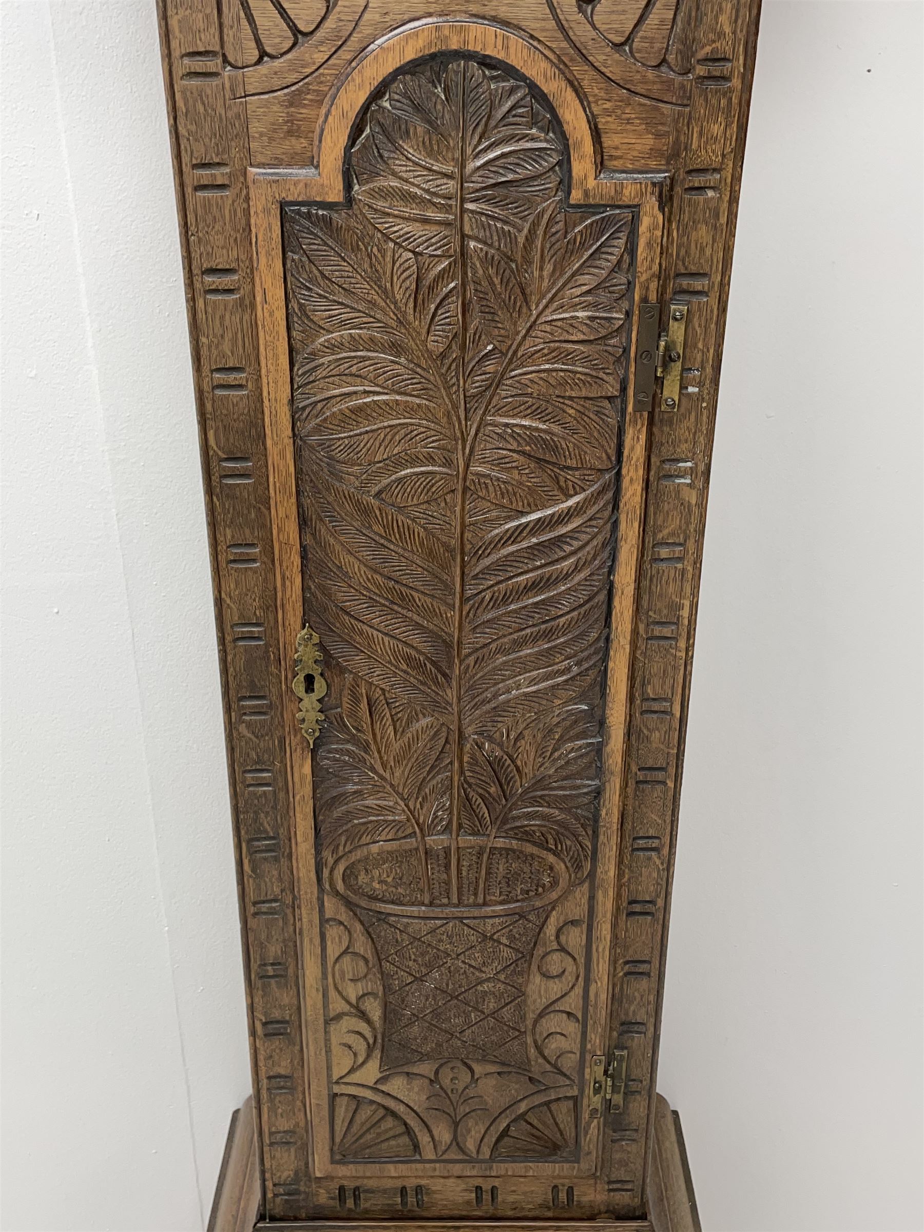 19th century carved oak longcase clock - Image 3 of 10