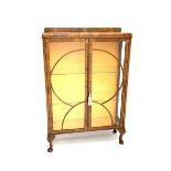 Early 20th century walnut display cabinet