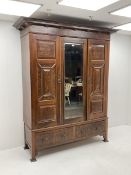 Large late Victorian walnut wardrobe