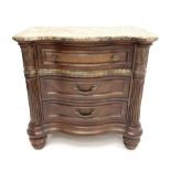 Kevin Charles American walnut serpentine chest with marble top