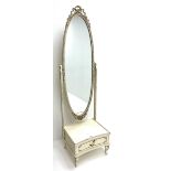 French style cream painted cheval mirror