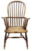 19th century ash and elm high back Windsor chair