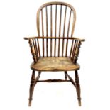 19th century ash and elm high back Windsor chair