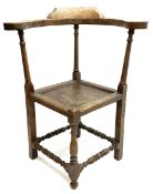 19th century elm and oak corner chair