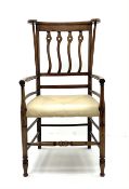 Early 20th century Arts and Crafts style fruitwood elbow chair