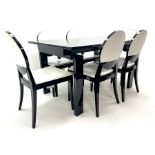 Ponsfords Sheffield Italian black gloss and glass extending dining table