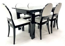 Ponsfords Sheffield Italian black gloss and glass extending dining table