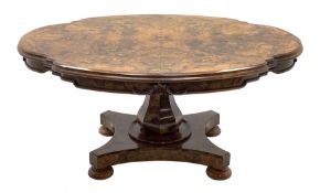 Victorian and later highly figured walnut breakfast table