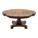 Victorian and later highly figured walnut breakfast table