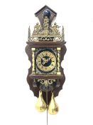 Late 20th century Dutch style figural wall clock in walnut case