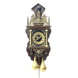 Late 20th century Dutch style figural wall clock in walnut case