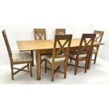 Light oak rectangular extending dining table