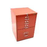 Red Bisley four drawer filing cabinet