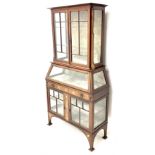 Art Nouveau inlaid mahogany bijouterie display cabinet