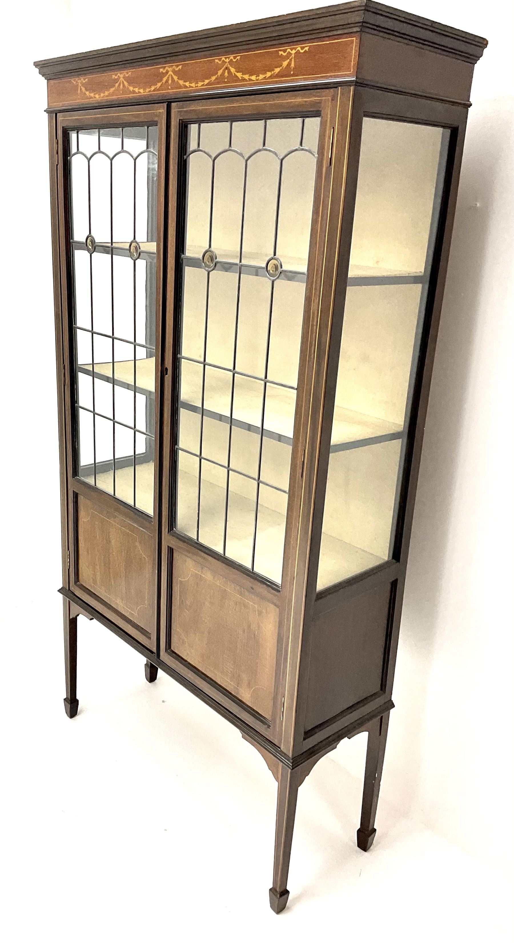 Edwardian inlaid mahogany display cabinet