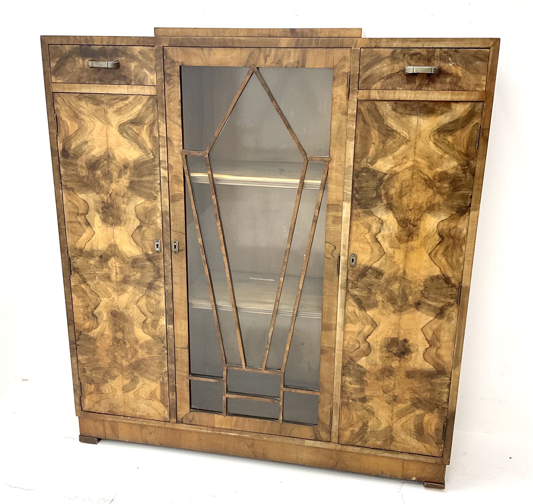 Art Deco walnut display cabinet