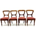 Set four Victorian mahogany balloon back dining chairs