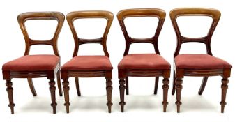 Set four Victorian mahogany balloon back dining chairs