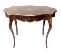 Late 19th century marquetry inlaid gilt metal mounted occasional table