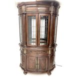 Kevin Charles American walnut demi lune display cabinet with illuminated interior