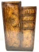 Early 20th century figured walnut Art Deco tallboy