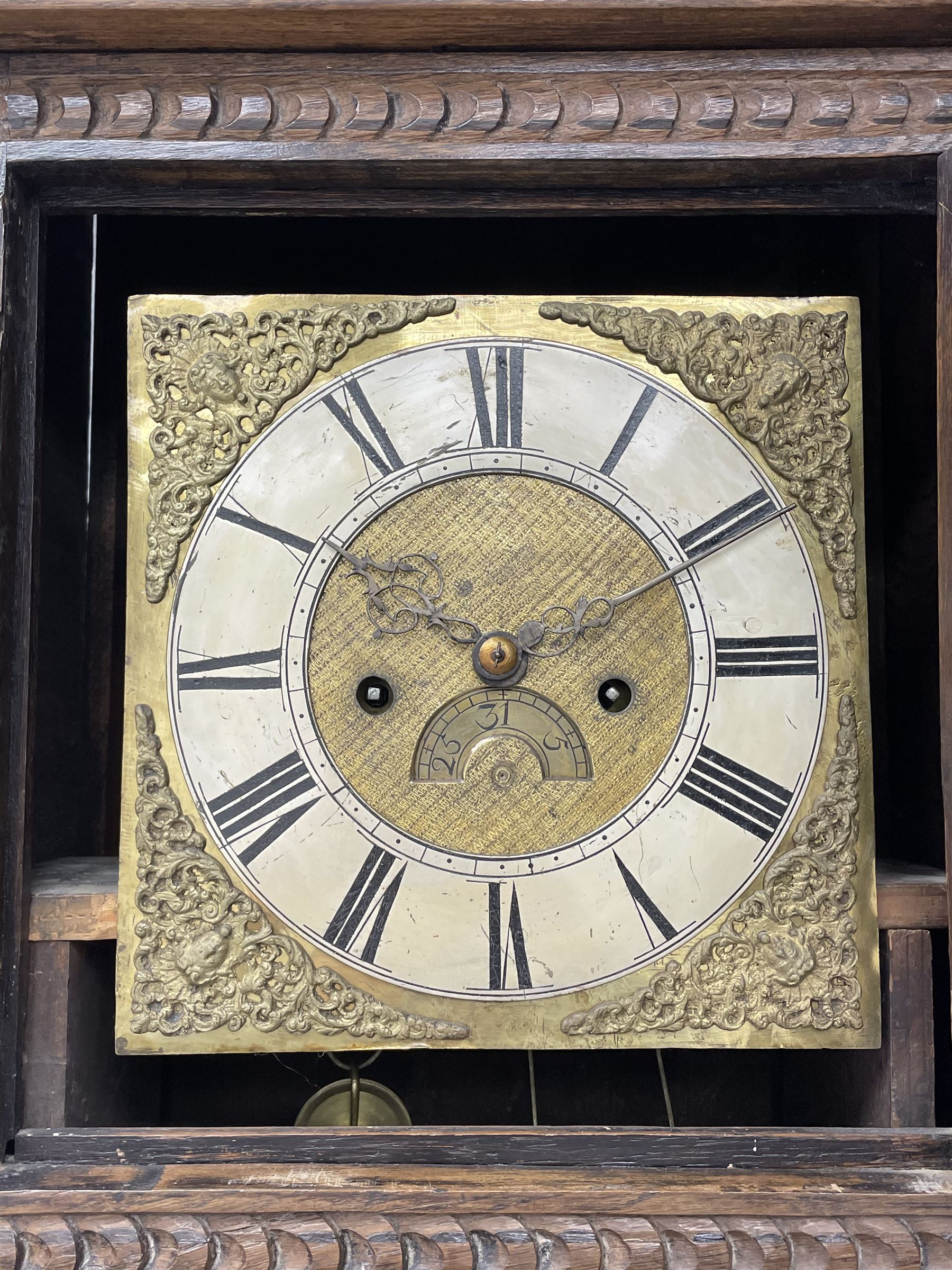 19th century carved oak longcase clock - Image 2 of 10