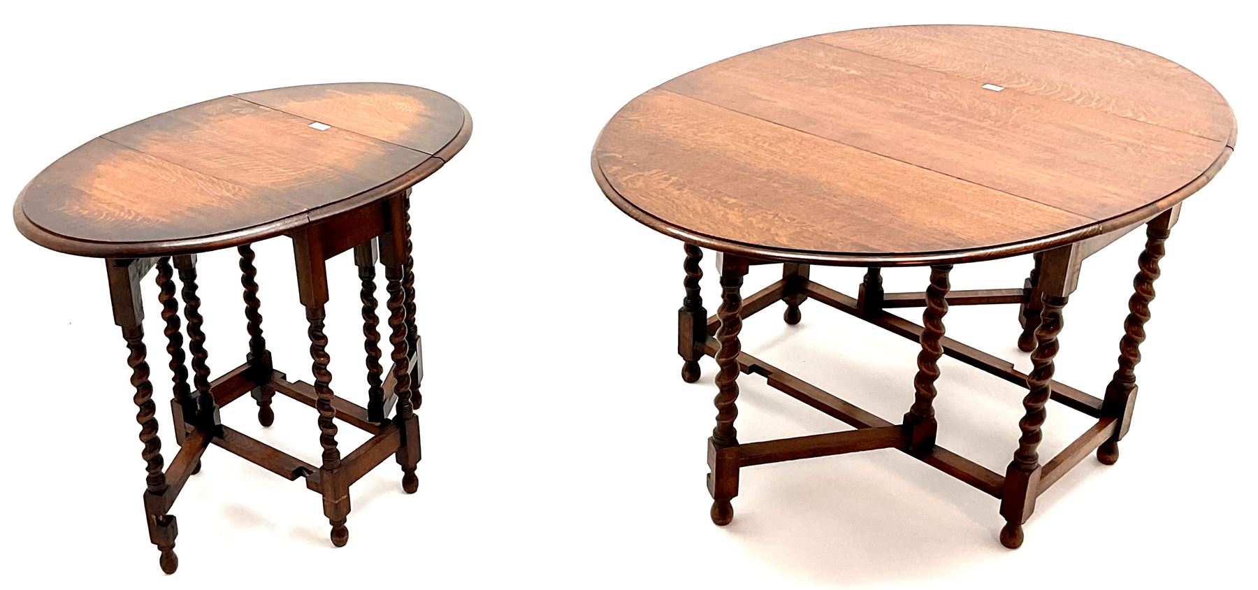 Early 20th century oak barley twist gateleg dining table (W156cm - Image 2 of 5