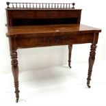 19th century inlaid grained oak writing desk