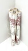 Four rolls of Laura Ashley toile wallpaper in Raspberry colour (L10m