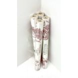 Four rolls of Laura Ashley toile wallpaper in Raspberry colour (L10m